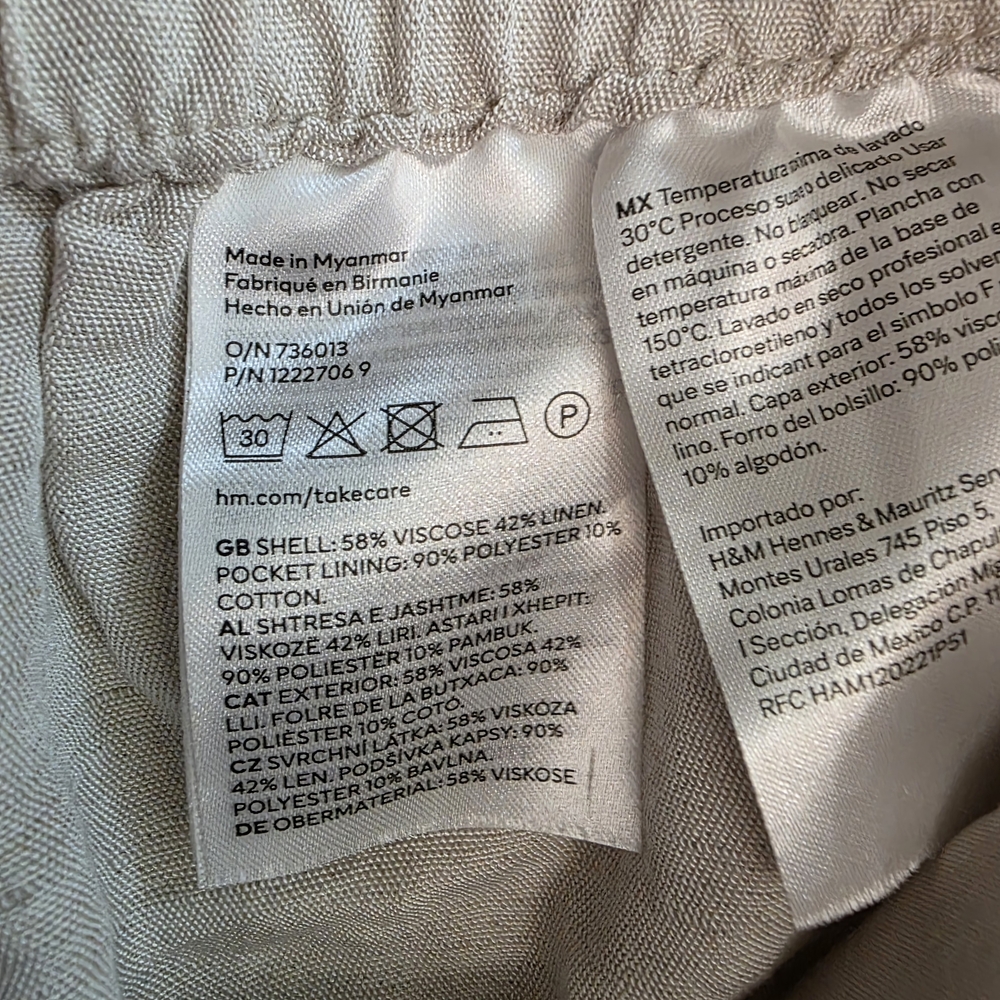 NWT H&M Linen Blend Shorts‎ M Beige Flowy Vacation Resortwear Beach Breathable - Picture 10 of 10